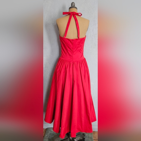 House CB Red Halter Midi Dress Size M Plus Cup - Picture 3 of 6